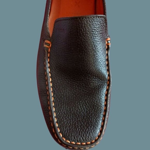 Geox Respira Mens Slip-On Shoes With Orange Stitching Dark Brown size 44 - Picture 10 of 12